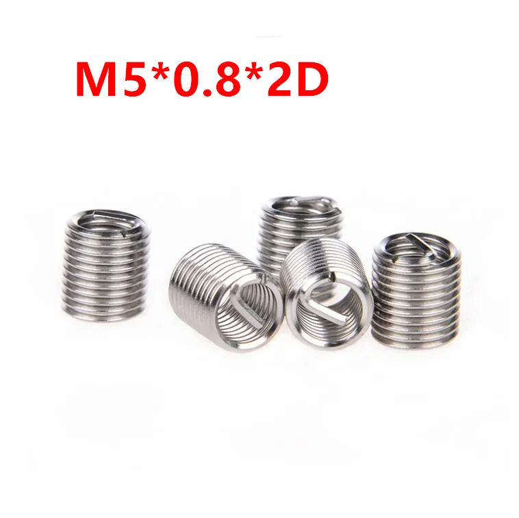 

100pcs M5*0.8*2D Wire Thread Insert, m5x2d Wire screw sleeve, M5 Screw Bushing Helicoil Wire Thread Repair Inserts SUS304