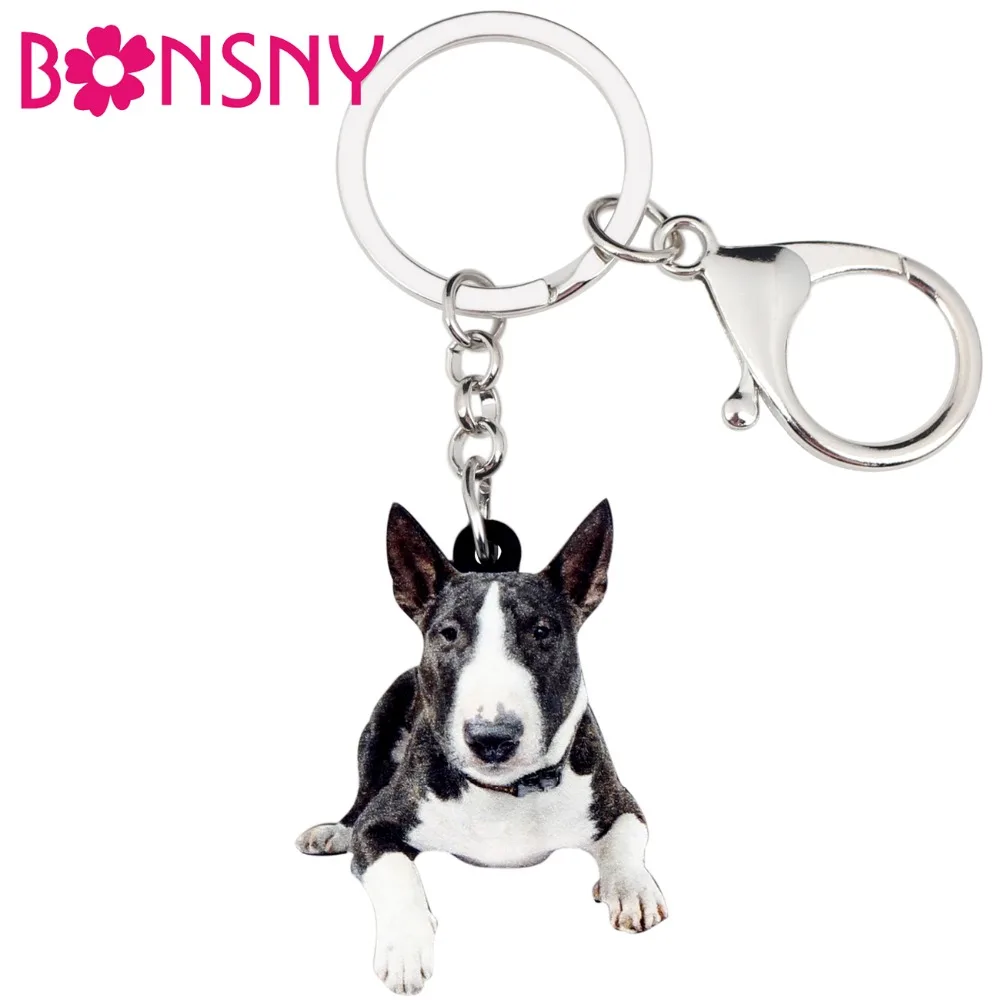 Bonsny акриловые американские кольца для ключей питбултерьера с милыми животными