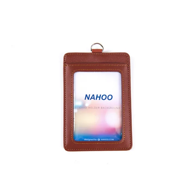 brown vertical NAHOO талреп Id бейдж клип имя этикетка пластиковый значок кожаный держатель для карт Вертикальная Кредитная карта автобус держатель для карт офисные принадлежности - Цвет: brown vertical