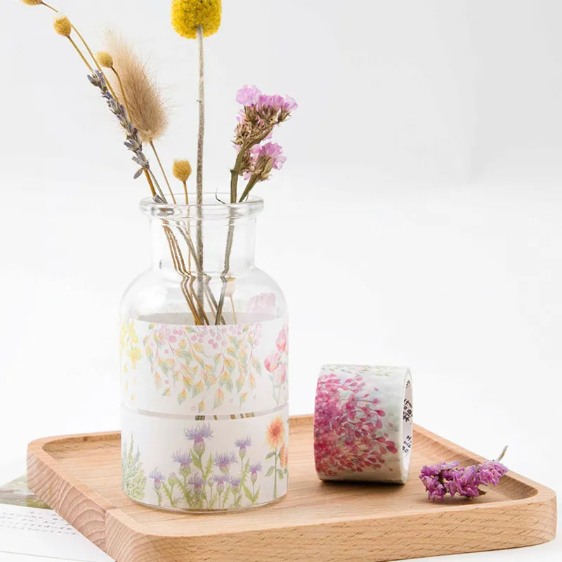 3 см x 5 м цветочный Васи клейкие ленты Diy украшения для Скрапбукинг маскирования клейкие ленты клей клейкие Ленты Kawaii канцелярские