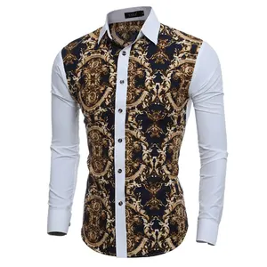 2016 большие винтажные мужские рубашки с цветочным принтом, приталенные повседневные мужские рубашки с длинным рукавом, мужские рубашки