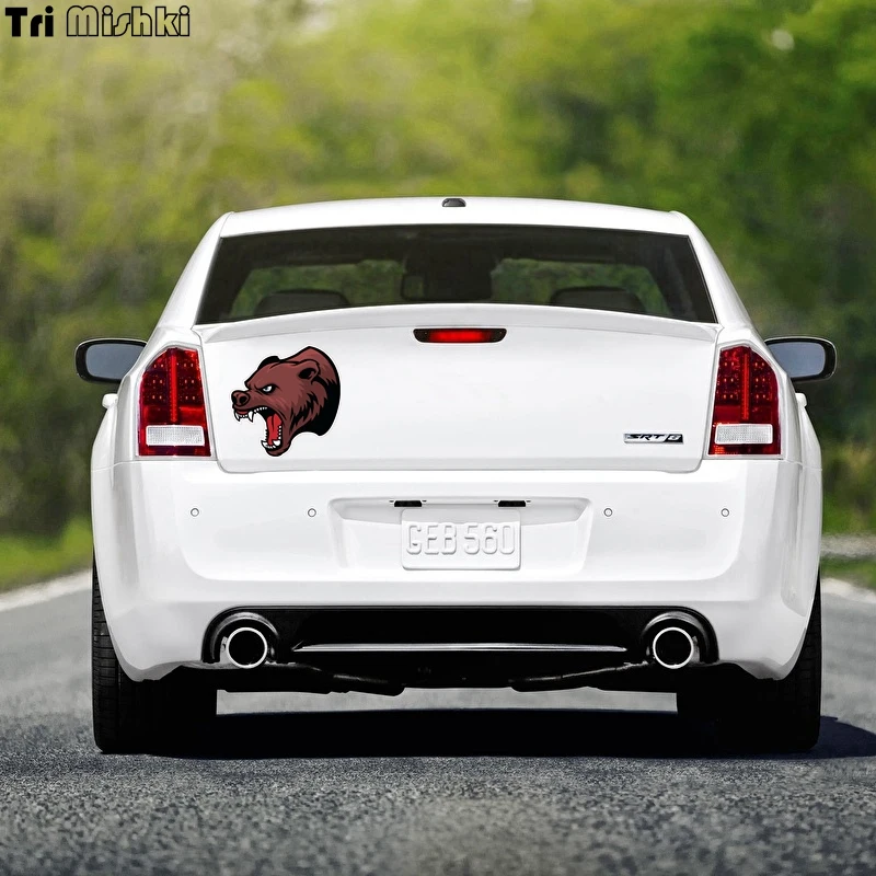 Tri Mishki WCS125 14*14 см коричневый angry grizzly с рисунком головы медведя забавная наклейка
