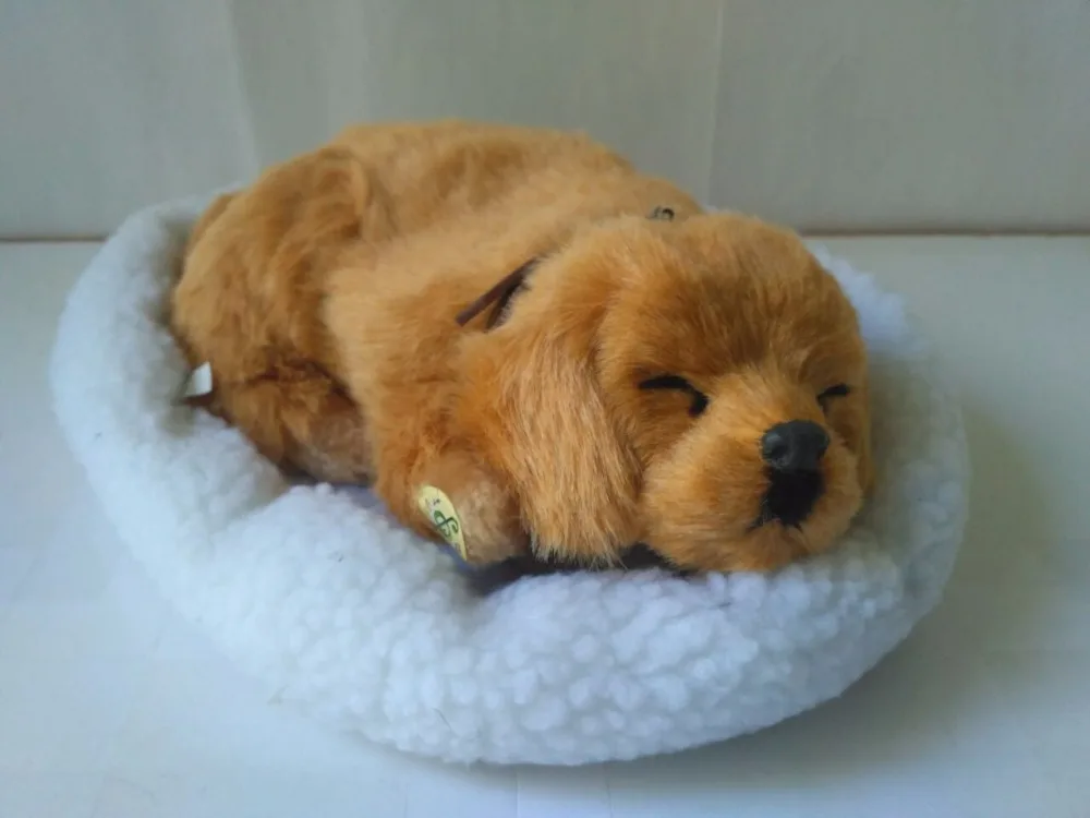 

simulation prone Golden Retriever dog 30x20cm model breathing dog with mat handicraft,home decoration toy d2840