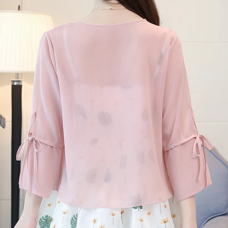 Модные шифоновые корейские Casaco Feminina Femme милые шорты с бантиком черная верхняя