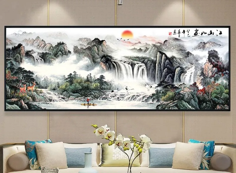 DIYJiangshan живописный восходящее солнце алмазная вышивка 5D круглый бриллиант полный