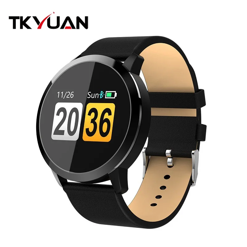 black leather TKYUAN Q8 Смарт-часы модные электронные водонепроницаемые спортивные трекер фитнес-браслет Smat часы носимые устройства для женщин - Цвет: black leather