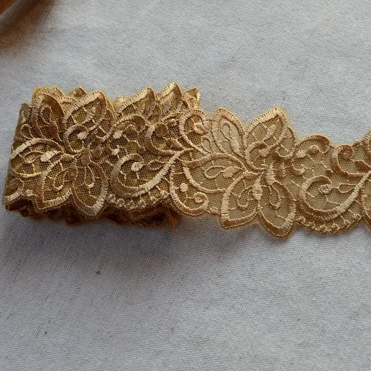 5 Meters/Lot Good quality polyester mesh embroidery lace Black Gold flower trim Clothing accessories | Дом и сад
