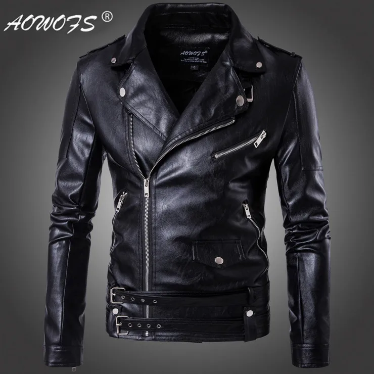 

2021 New Male Leather Jacket Coats Design Motorcycle Bomber Leather Jacket Men Autumn Turn-down Collar Slim Fit Plus Size M-5XL