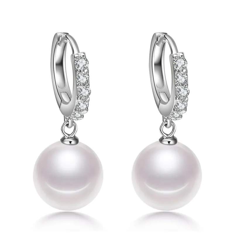 

100% 925 sterling silver fashion pearl stud earrings for women jewelry wholesale Christmas gift drop shipping