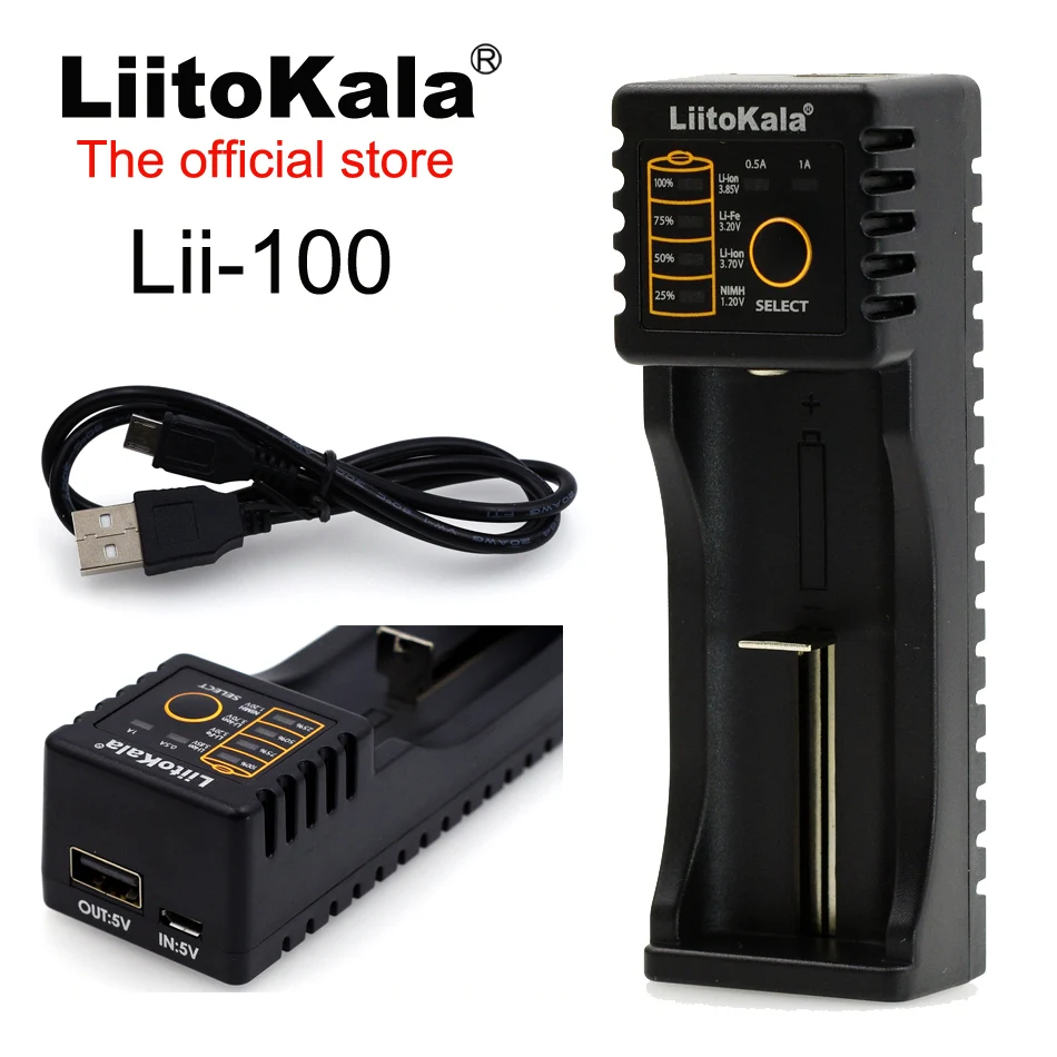 Умное зарядное устройство Liitokala Lii-100 1 2 в 3 7 85 В AA/AAA 18650 18350 26650 10440 14500 16340 NiMH для