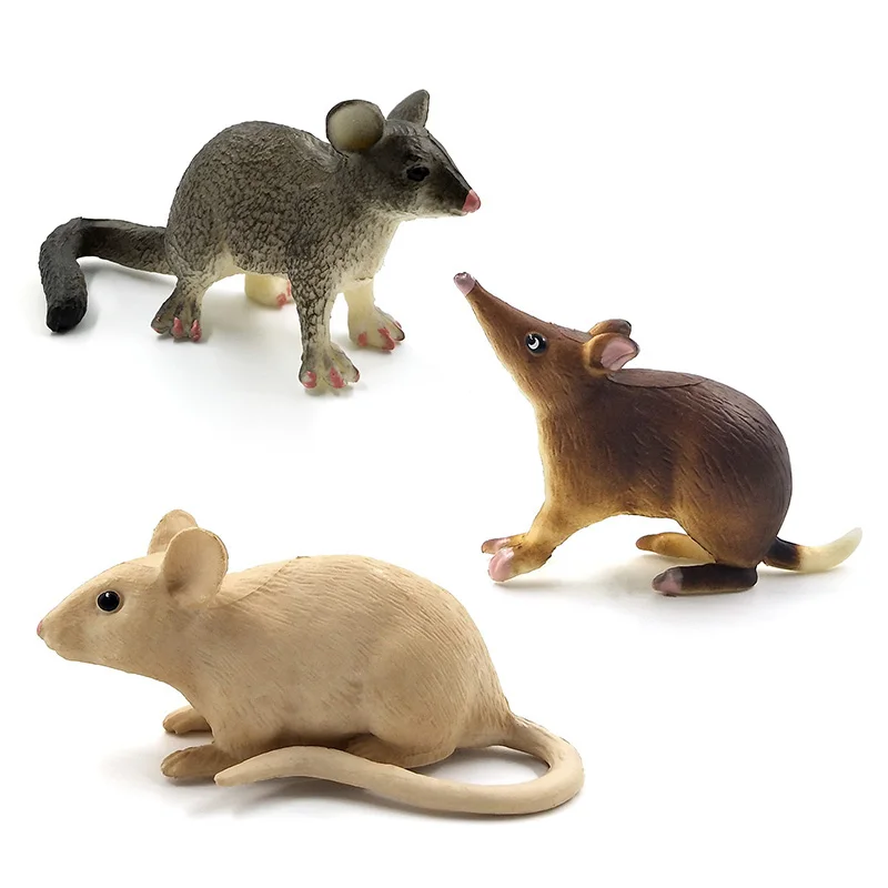 3 PCS Mouse Моделирование леса пластиковые маленькие фигурки животных модель для милый кавайный котик мышь бирманский Opossum мышь украшения фигурки игрушки - Цвет: 3 PCS Mouse