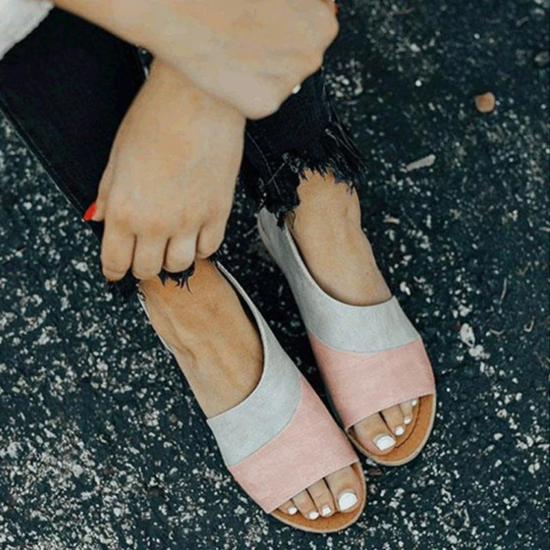 Women Sandals PU Leather Summer Flat Gladiator Causal Shoes Woman Peep Toe Low Heels Sandalias Plus Size E723 | Обувь