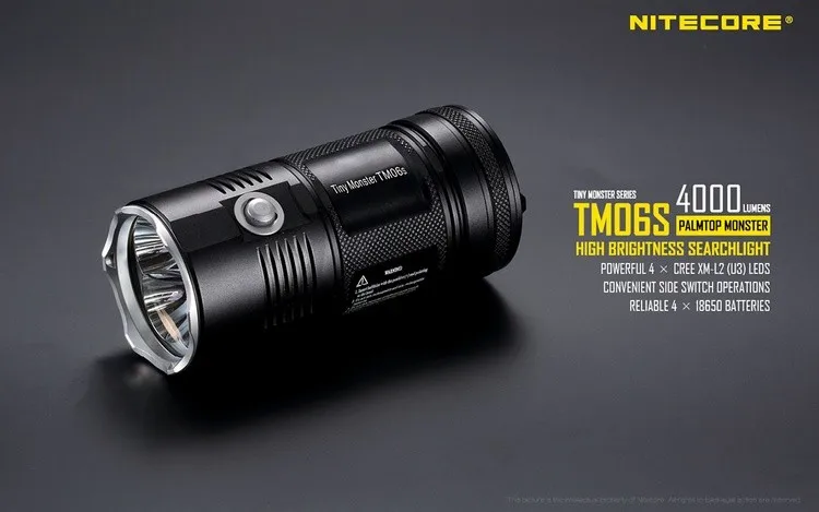 Лидер продаж; NITECORE 4000 люмен TM06S CREE XM-L2 U3 светодиодный фонарик Водонепроницаемый без 18650 фонарь Открытый Кемпинг