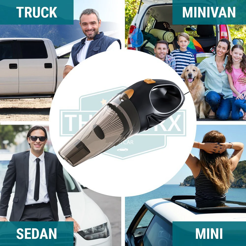 Мощный автомобильный пылесос 4800 па 120 Вт с сумкой циклонный портативный для сухой