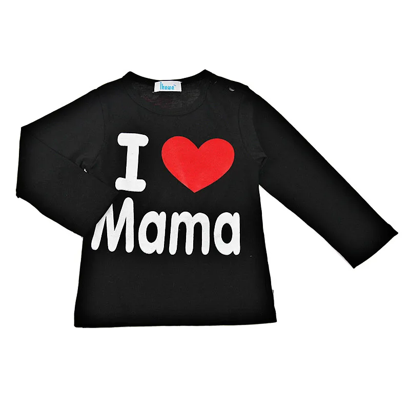 2016 Новый Я Люблю Папа и Мама весна осень Детские Дети 100% Хлопок Футболки футболка