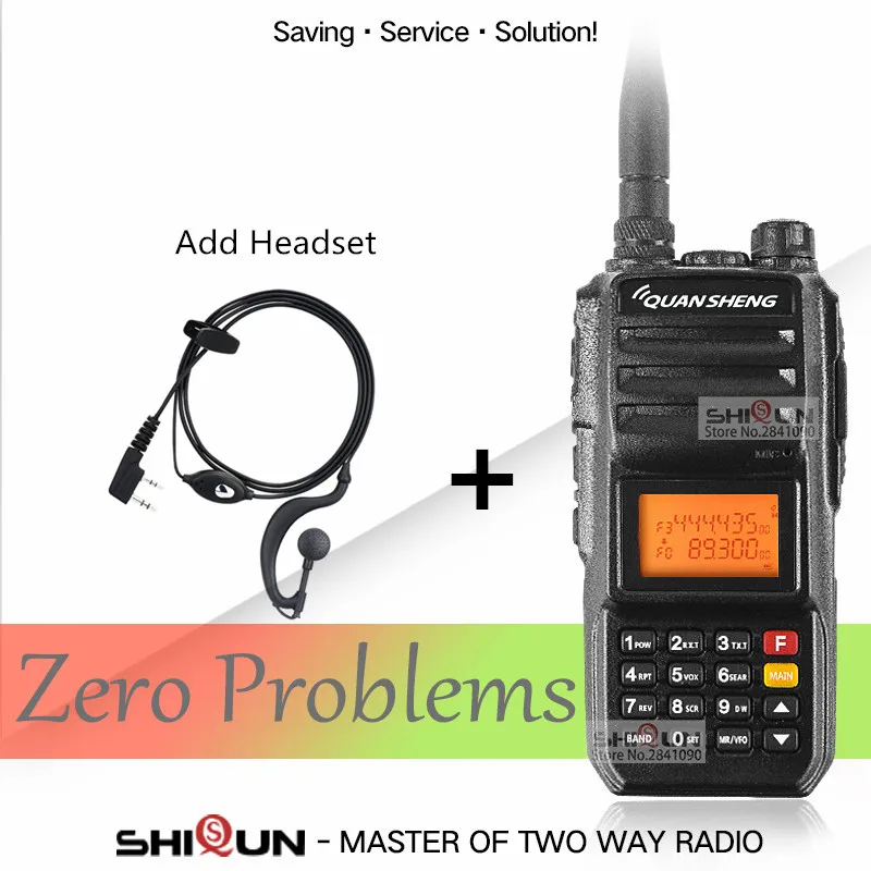 Рация 10 км QuanSheng TG-UV2 Plus 10 Вт дальняя рация 10 км 4000 мАч радио 10 км vhf uhf двухдиапазонный голосовой скремблер - Цвет: Add Headset
