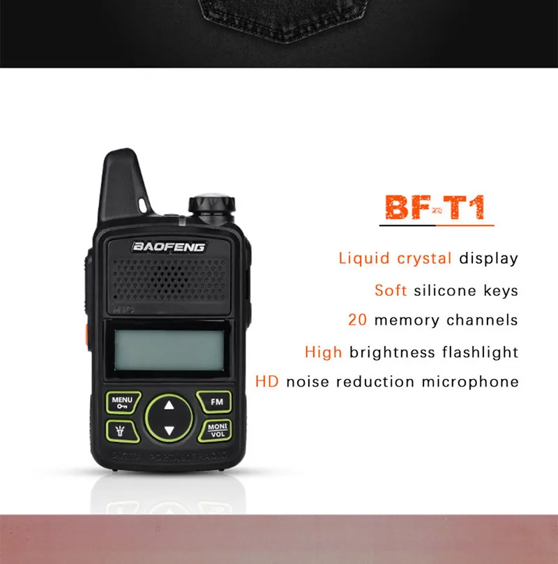 2 шт. Baofeng BF-T1 мини Детская рация UHF Портативный двухстороннее радио FM Функция Ham Радио Baofeng T1 USB Ребенка коротковолновым приемником