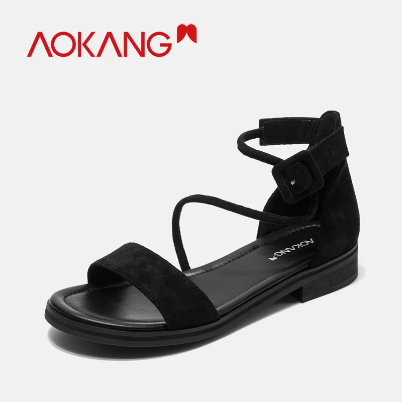 AOKANG Shoes Woman Sandals Summer Ankle Strap Open Toe Platform Wedge riband Gladiator Zipper Rome Women | Обувь