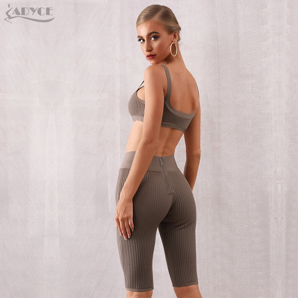 Женские облегающие клубные комплекты Adyce топ и брюки армейского зеленого цвета
