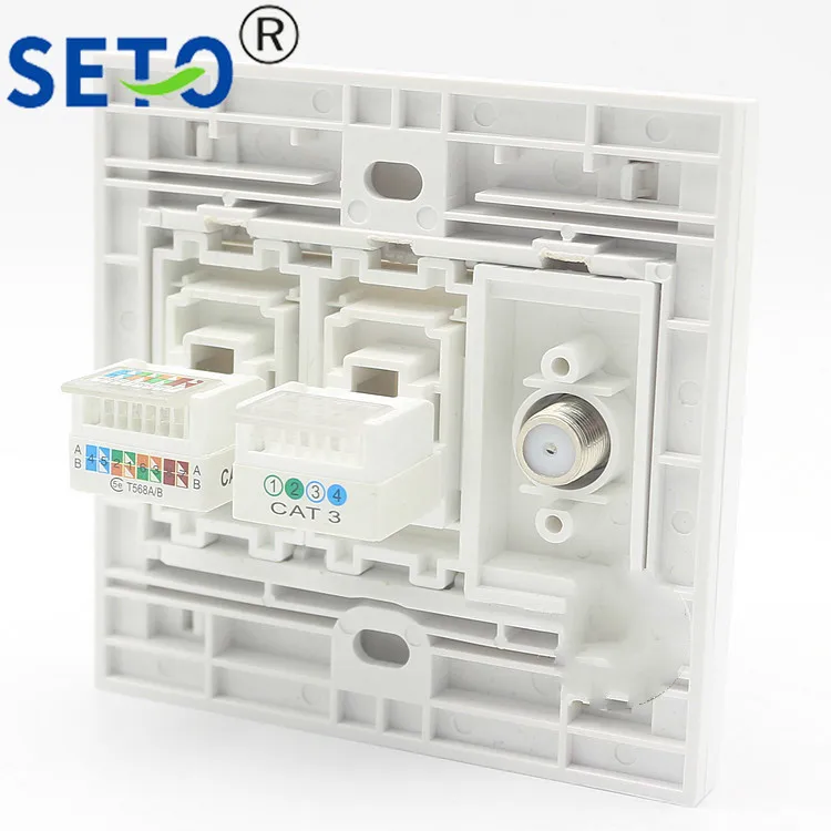 Сетевая панель SeTo 86 Type RJ45 Cat5e Lan RJ11 CAT3 F разъем для цифрового ТВ настенная пластина