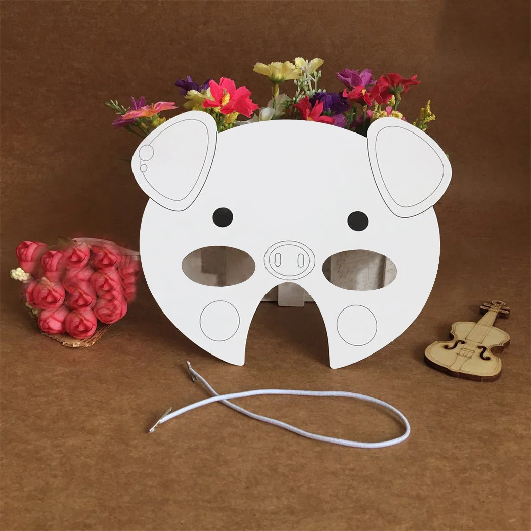 8 шт. вечерние маска Творческий мультфильм Животные DIY пустой живописи белая