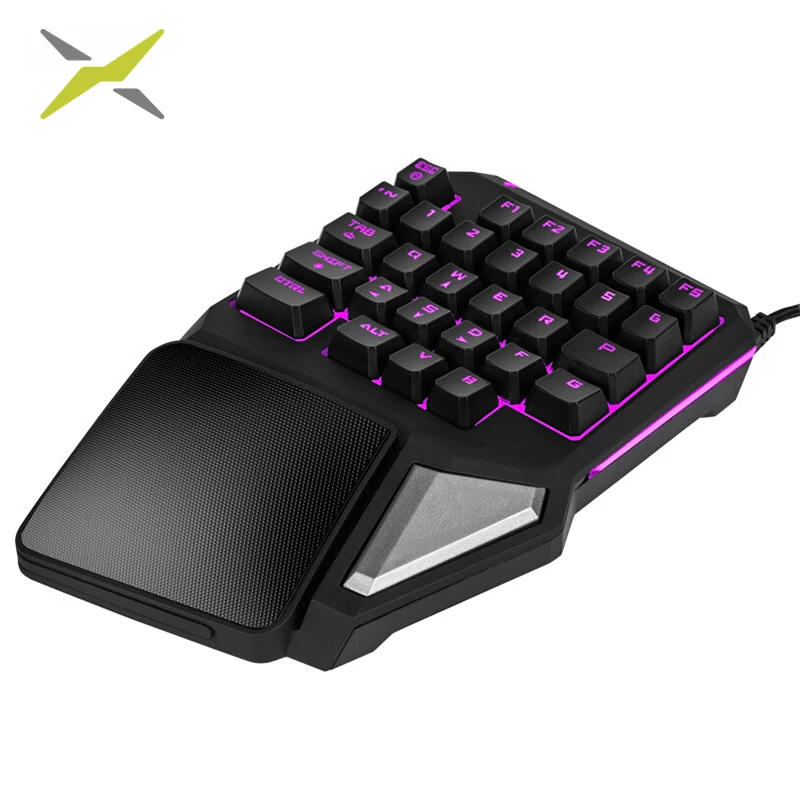 Проводная игровая клавиатура Delux T9Pro с одной рукой 7 цветов подсветкой полностью