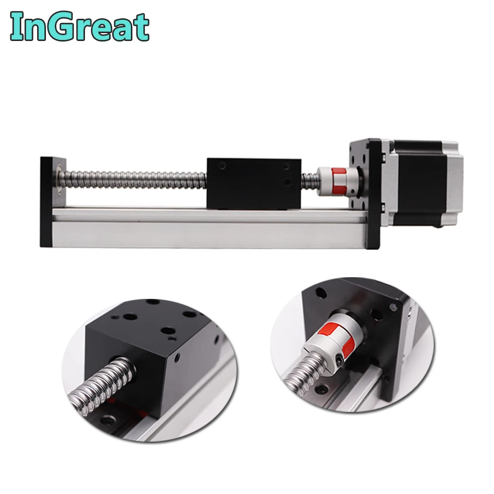 

Module Linear Motion 100MM Stroke Slide Table Rail Linear Stage BallScrew Rod Guide Platform & 1.2Nm Stepper Motor NEMA23 57MM