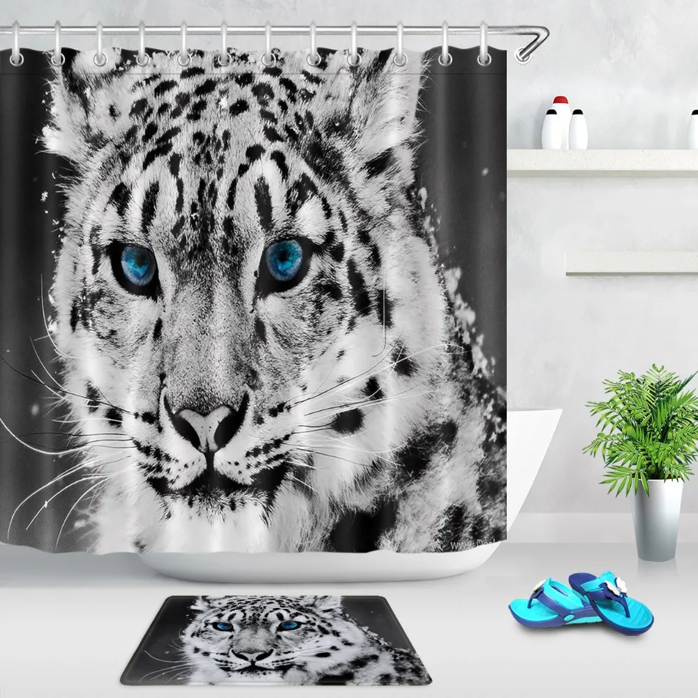 Сексуальная детская занавеска с голубыми глазами леопарда белая со снежинками