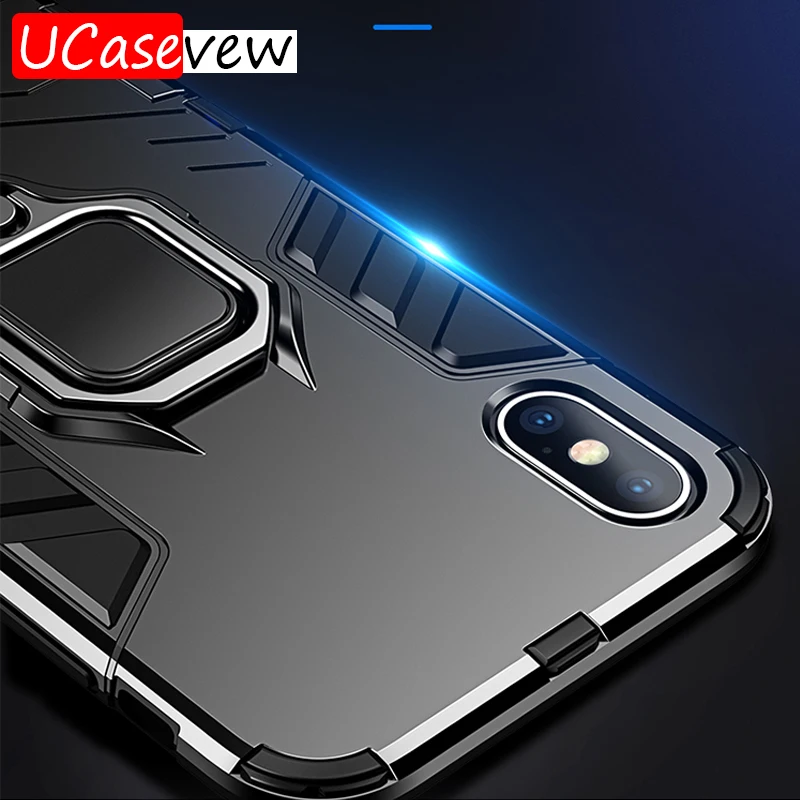 Роскошный чехол с магнитным кольцом для iPhone X Xs XR Max телефона 6 6s 7 P 8 противоударный