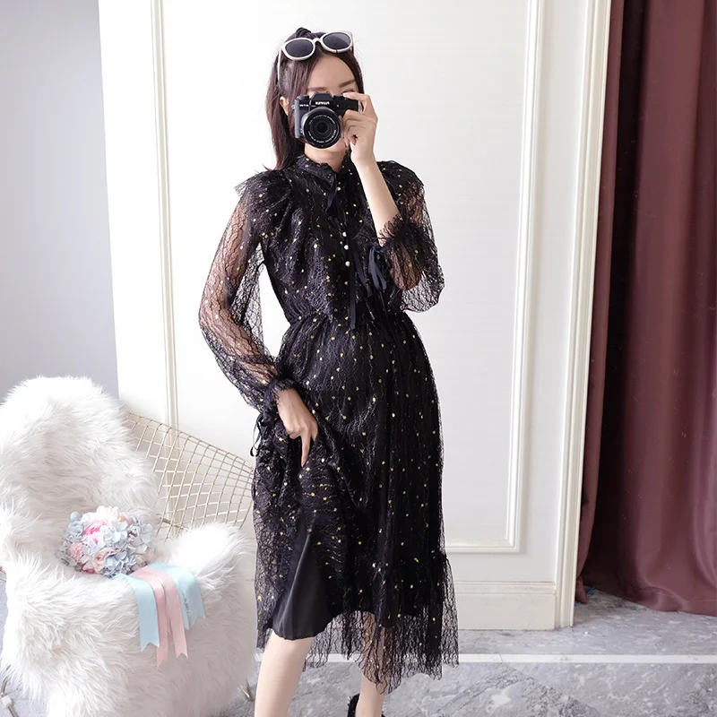 Элегантное кружевное платье для беременных весна лето 2019 модная одежда милые