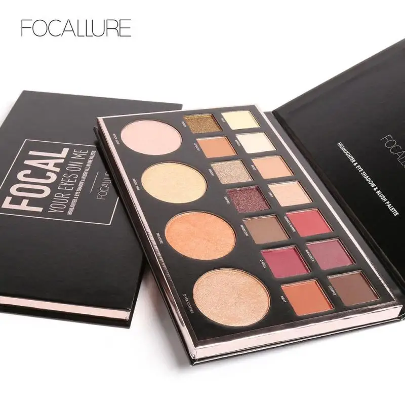 FOCALLURE 18 Colors Eyeshadow Palette Matte Diamond Glitter Matallic Eye Shadow Pigment Earth Color Smokey Makeup B3 |