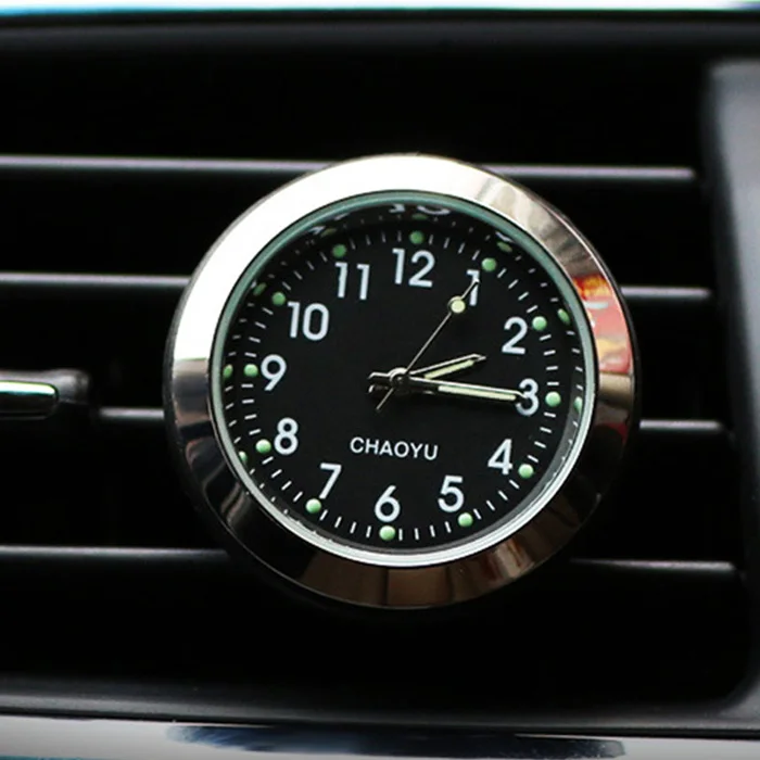 Black Clock Автомобильный термометр, часы, украшения со светящимися Авто цифровыми часами A/C, воздушный выход, зажим, освежитель воздуха, автомобильные аксессуары - Название цвета: Black Clock