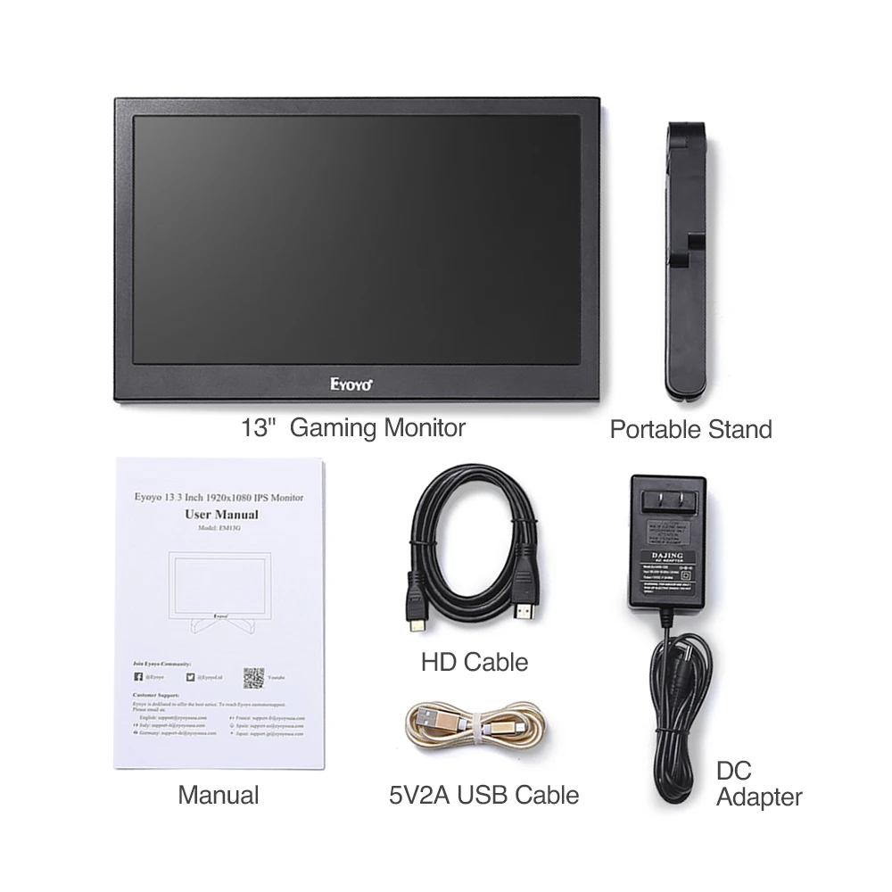 Eyoyo 13 3 &quotips lcd Мини Компьютерный ТВ дисплей CC tv экран наблюдения безопасности hdmi