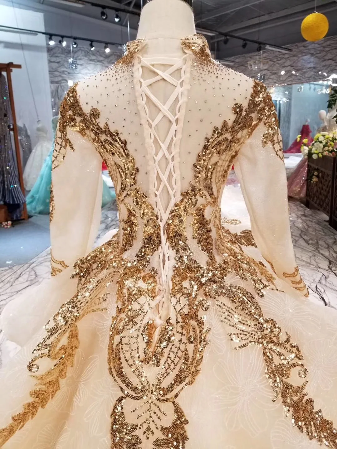 Новый дизайн 2019 Арабская мусульманская Пышная юбка с длинным рукавом и высоким