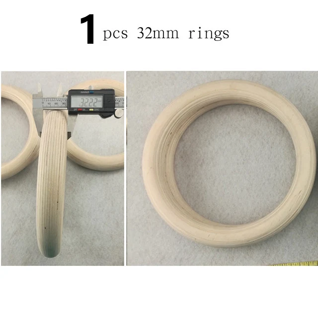 1 pcs ring 32mm 28/32 мм профессиональное деревянное гимнастические кольца для тренажерного зала кольца с регулируемой длиной пряжки ремешки тренировки для домашнего спортзала и кросс Фитнес - Цвет: 1 pcs ring 32mm