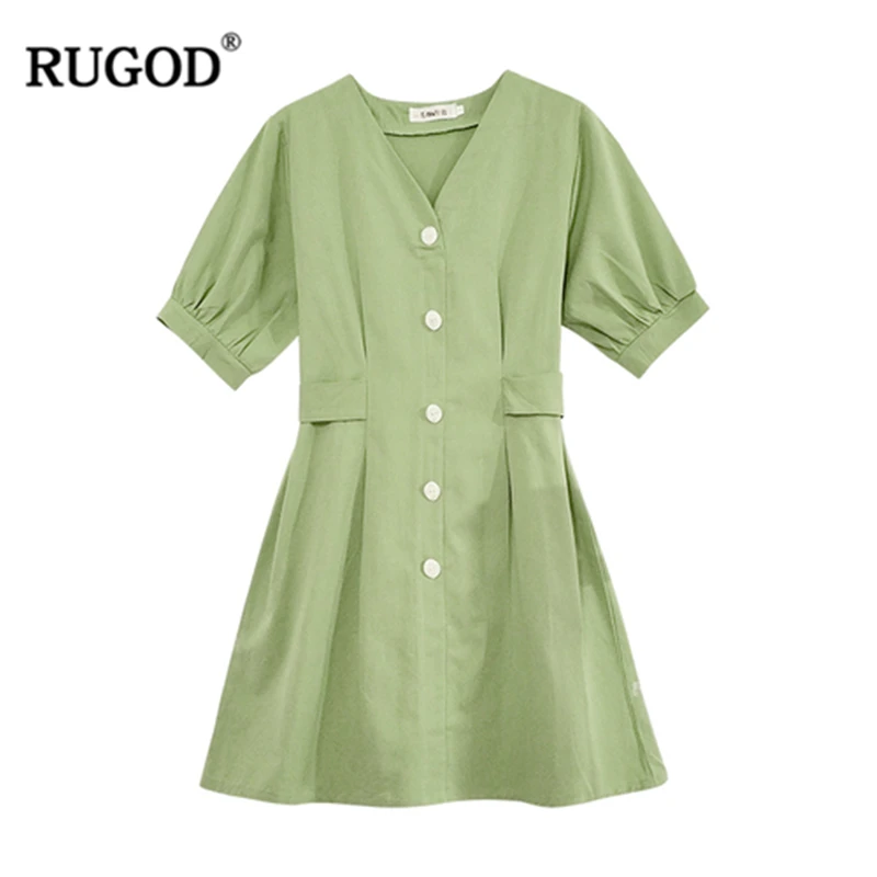 RUGOD 2019 Новое Женское однотонное тонкое мини-платье с v-образным вырезом и высокой