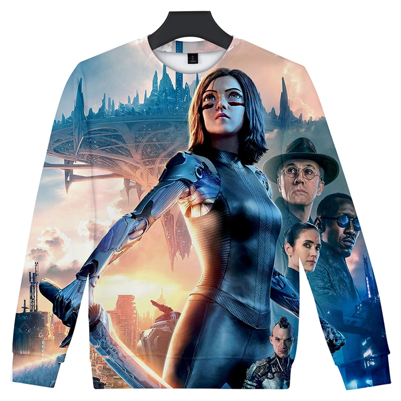 Alita Battle Angel 3d Hoodies Pullover Fashion Men Women Capless Sweatshirt Casual Long Sleeve Round Neck 3D Hoodie Clothes Tops | Мужская