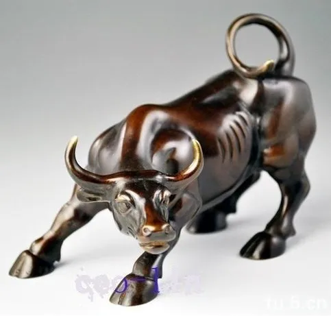 

Decoration Brass Big Wall Street Bronze Fierce Bull OX Statue 8inch Bull Sculpture Ox cooking tools wedding