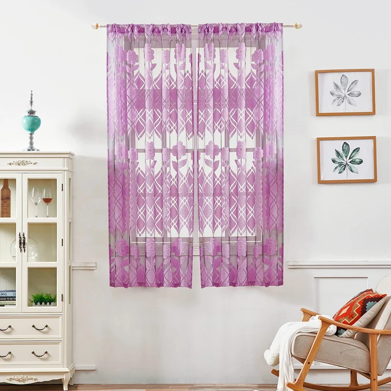 Simple Sunflower Short Curtain Window Tulle Treatment Voile Drape Living Room Home Textile Decoration | Дом и сад
