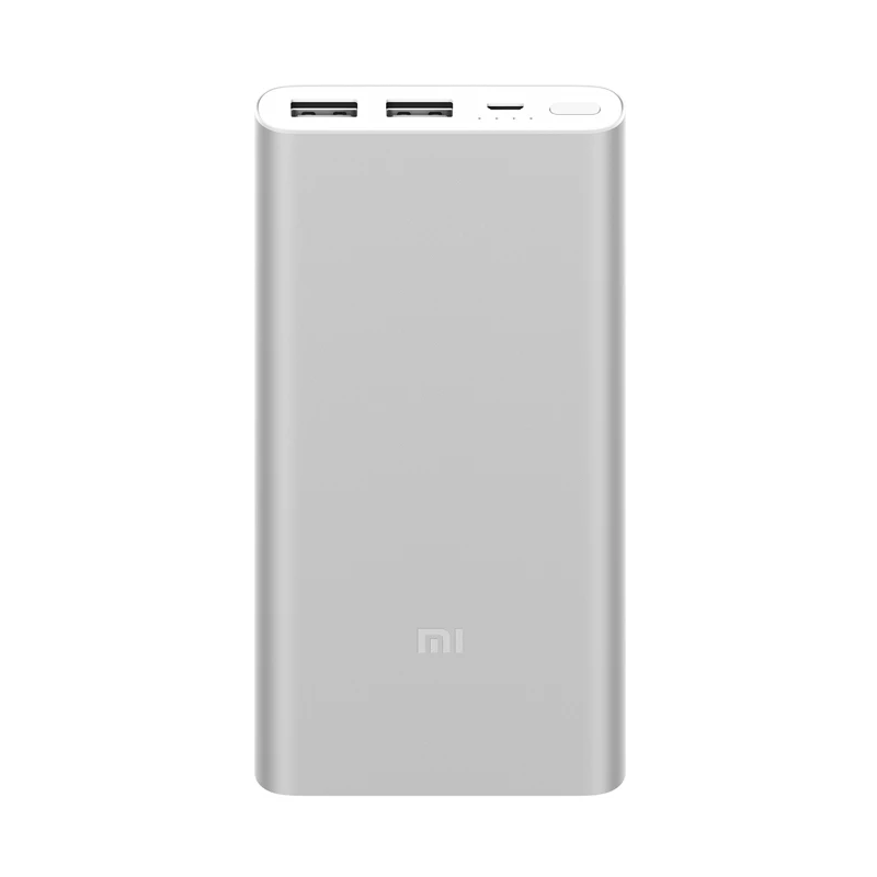 Xiao mi power Bank 2 10000 мАч тонкий внешний аккумулятор банка 18 Вт Быстрая зарядка двойной USB быстрая зарядка мобильный телефон mi 10000 power Bank - Цвет: Серебристый