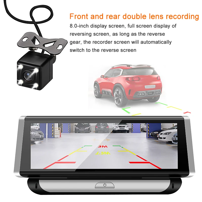 Bluavido 8 &quotIPS FHD 1080P Автомобильный видеорегистратор Камера 4G Android GPS навигация ADAS