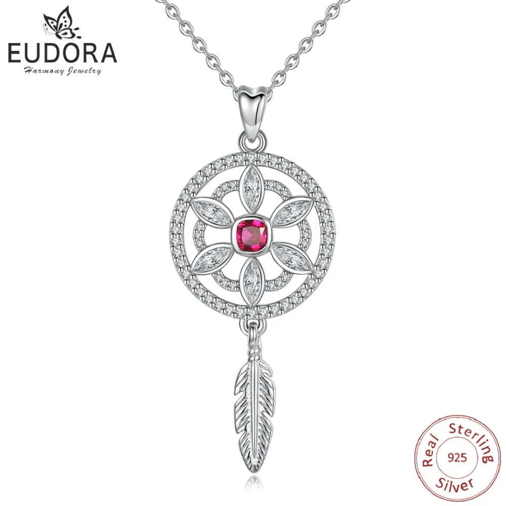 EUDORA новинка искусственное серебро фиолетовый фианит и перо ангела Цветочные