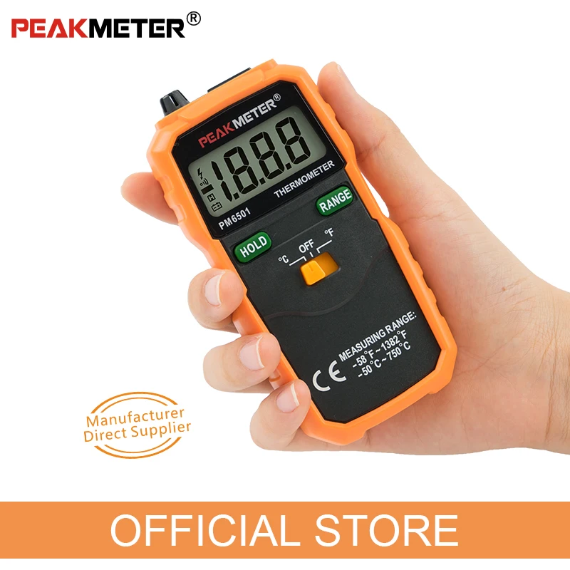 PEAKMETER PM6501 ЖК дисплей цифровой термометр с K Тип термопары Termometro удержанием