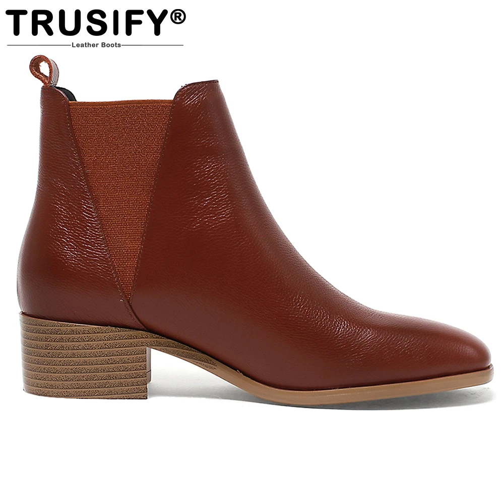 2018 ohtwo женская обувь кожаные ботильоны челси Zapatos Mujer Botas на высоком каблуке