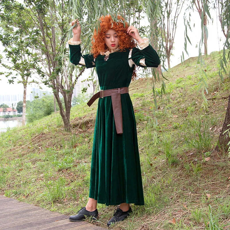 Brave Merida платья Принцесса Мерида Косплей Костюм Леди мультфильм аниме платье униформа Мерида Парик Мода девушка Лолита платье
