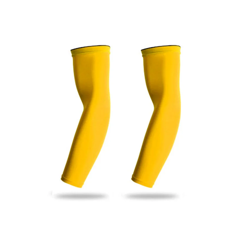 2 Pieces Yellow Стоящая Спортивная рука компрессионный рукав баскетбол велоспорт рука грелка Лето Бег УФ Защита волейбол солнцезащитный крем полосы - Цвет: 2 Pieces Yellow
