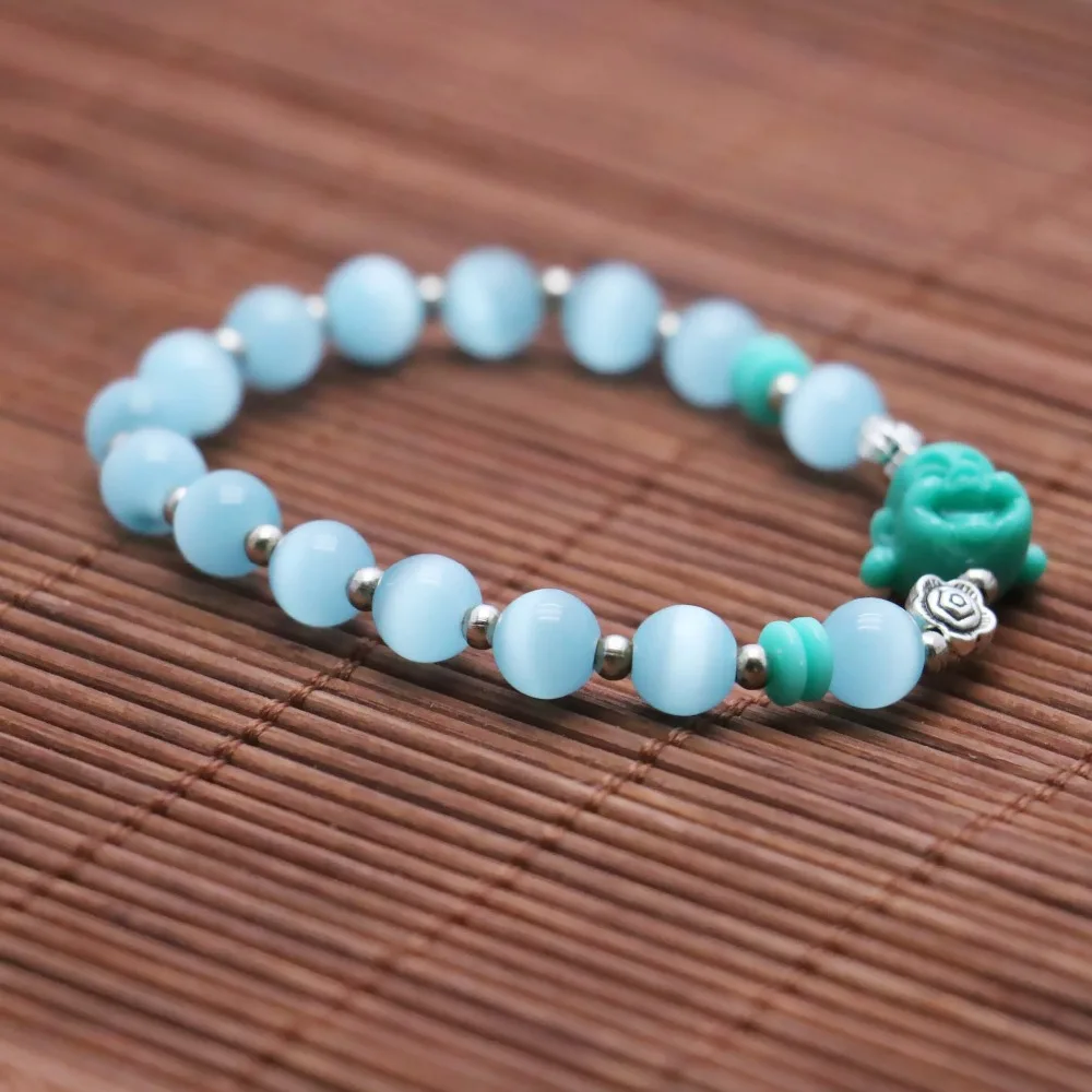 В этническом стиле небесно-голубой &quotкошачий глаз&quot из опала бисер камень