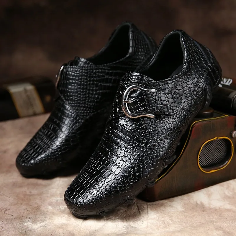 Men Casual Shoes Genuine Leather Driving Crocodile Texture Men's Flats Brand Loafers Spring and Autumn Plus Size | Обувь