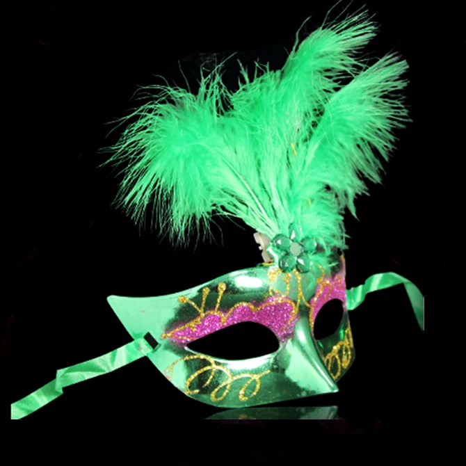 Разноцветная маска принцессы из ПВХ с перьями сексуальная на Хеллоуин баута