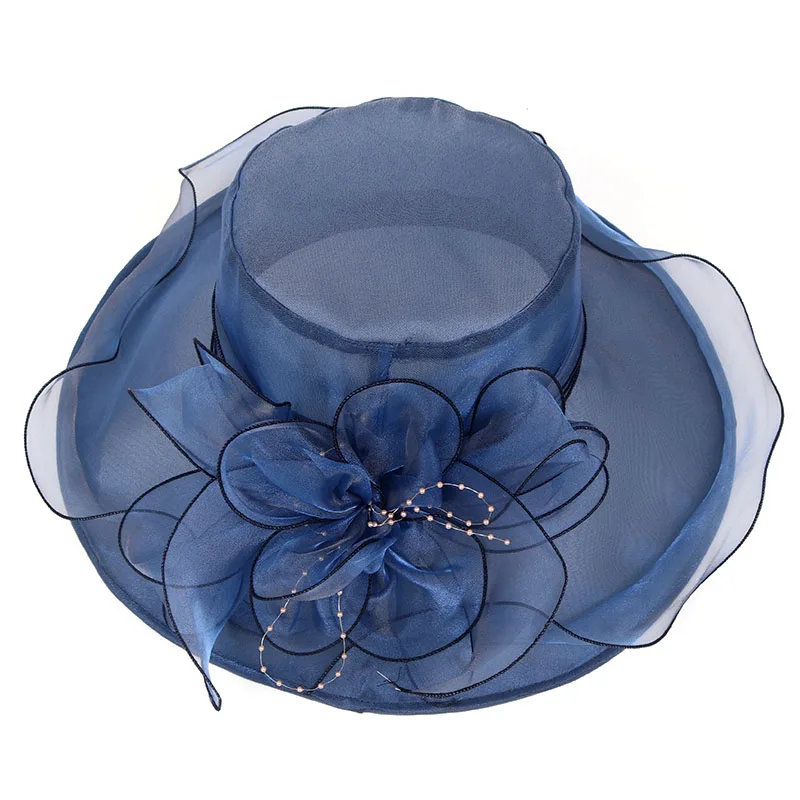 Chapeau Femme Mariage Цветочные федоры Женская церковная чародейная шляпа бант ведро Свадебная шляпа Боулер Дерби широкий пляжный навес шляпы от солнца